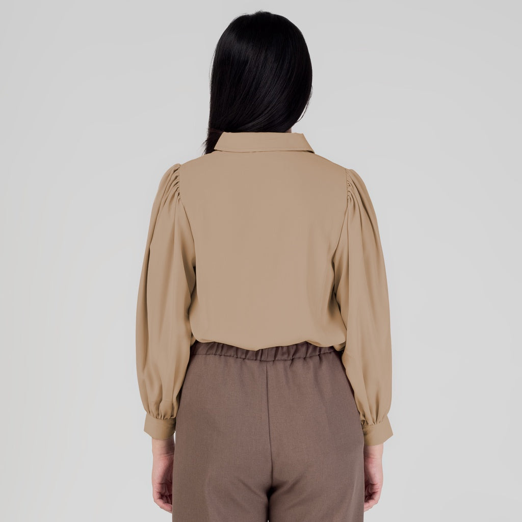 Benhill Kemeja Wanita " Seori" Tops Lengan Panjang Puff Cream A157-29579