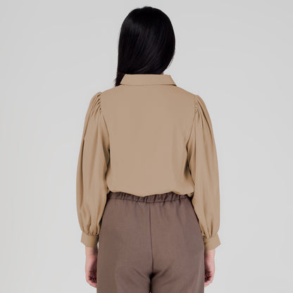 Benhill Kemeja Wanita " Seori" Tops Lengan Panjang Puff Cream A157-29579