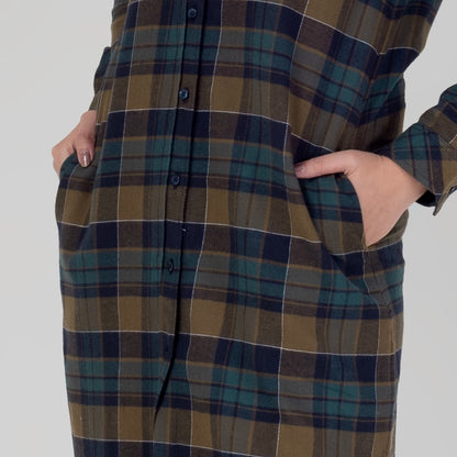 Benhill Kemeja Tunik Flannel Wanita Kotak Hijau 1175-11G35