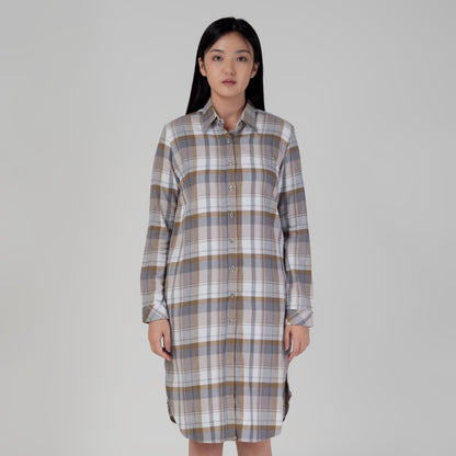 Benhill Kemeja Tunik Flannel Wanita Kotak Abu 1183-11635