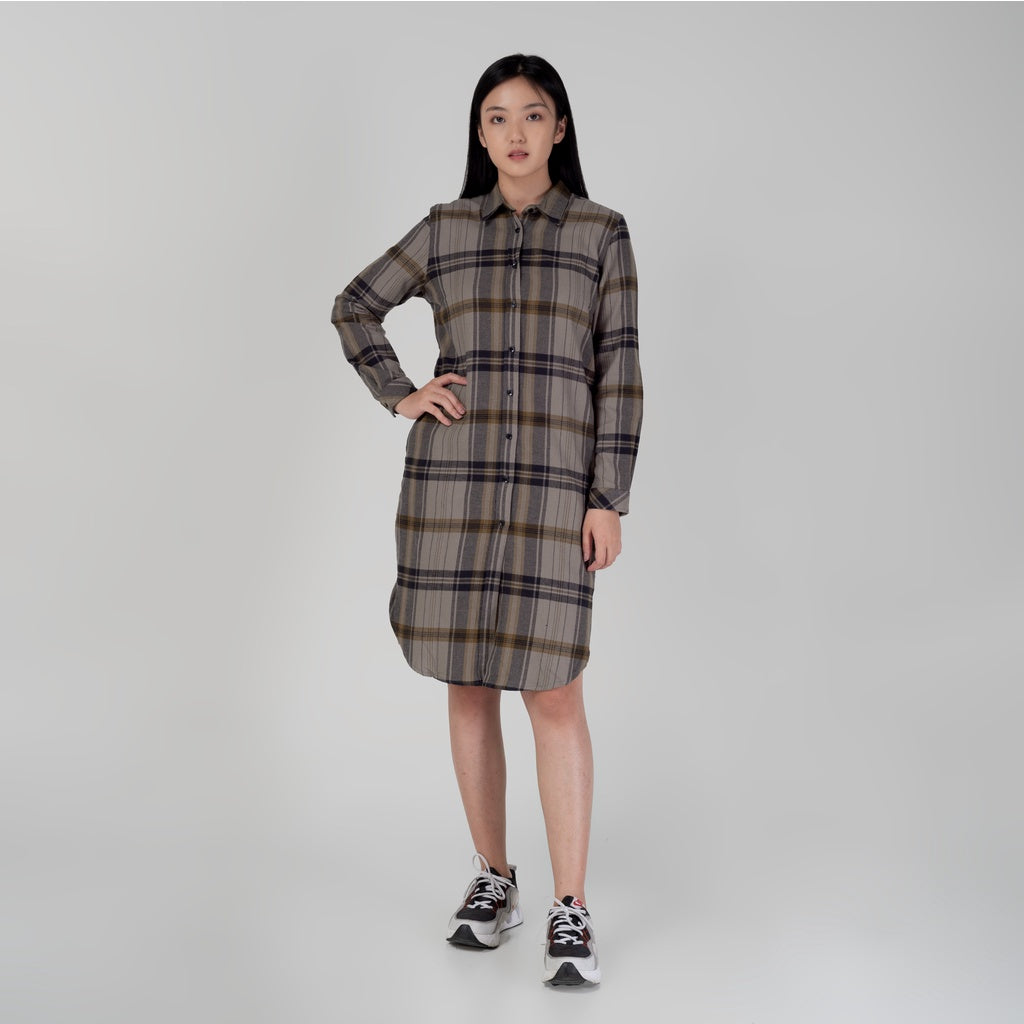 Benhill Kemeja Tunik Flannel Wanita Kotak Grey 1190-31535