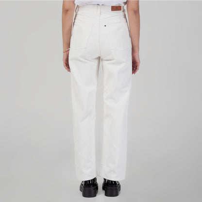 Celana Denim Wanita "Arin"  High Waist Loose Straight Pants Off White A175-2291D