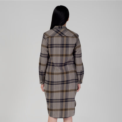 Benhill Kemeja Tunik Flannel Wanita Kotak Grey 1190-31535
