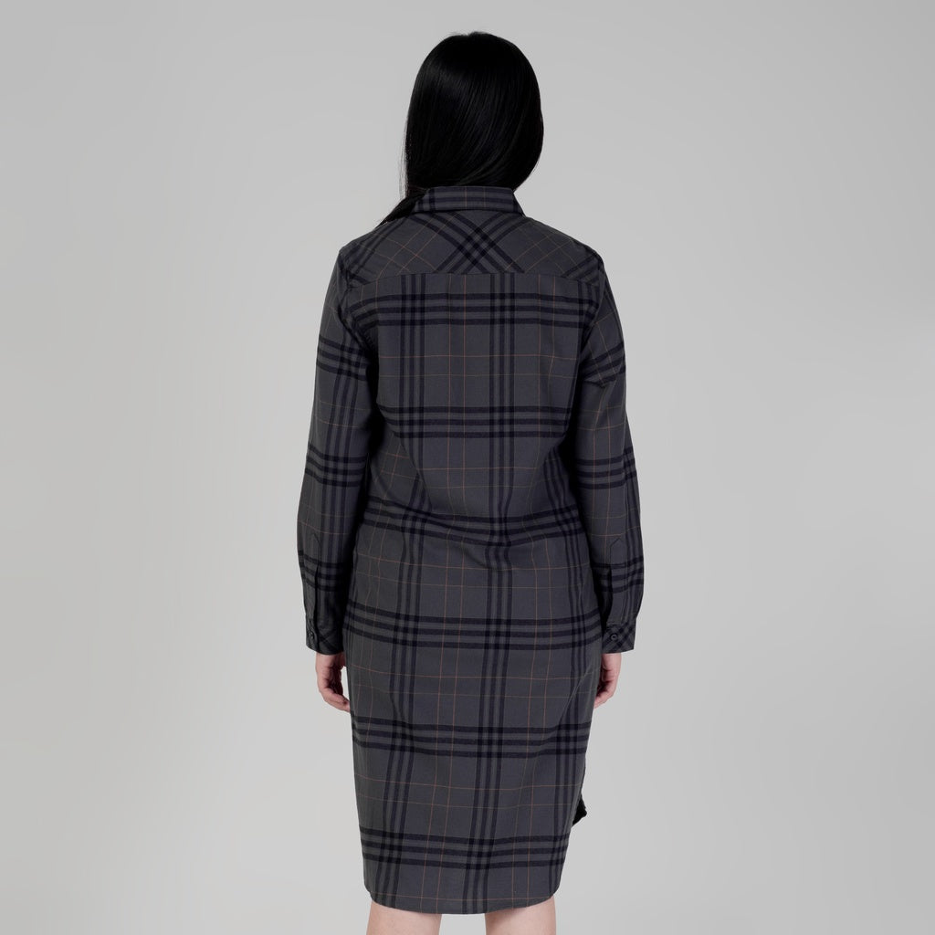 Benhill Kemeja Tunik Flannel Wanita Kotak Carcoal 1174-11P35