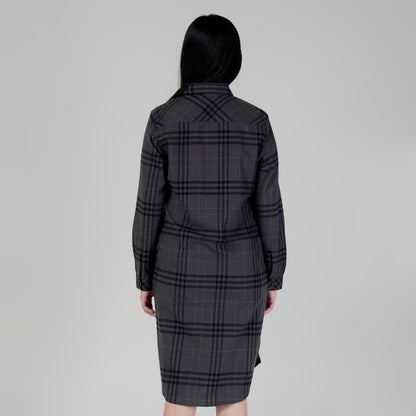 Benhill Kemeja Tunik Flannel Wanita Kotak Carcoal 1174-11P35