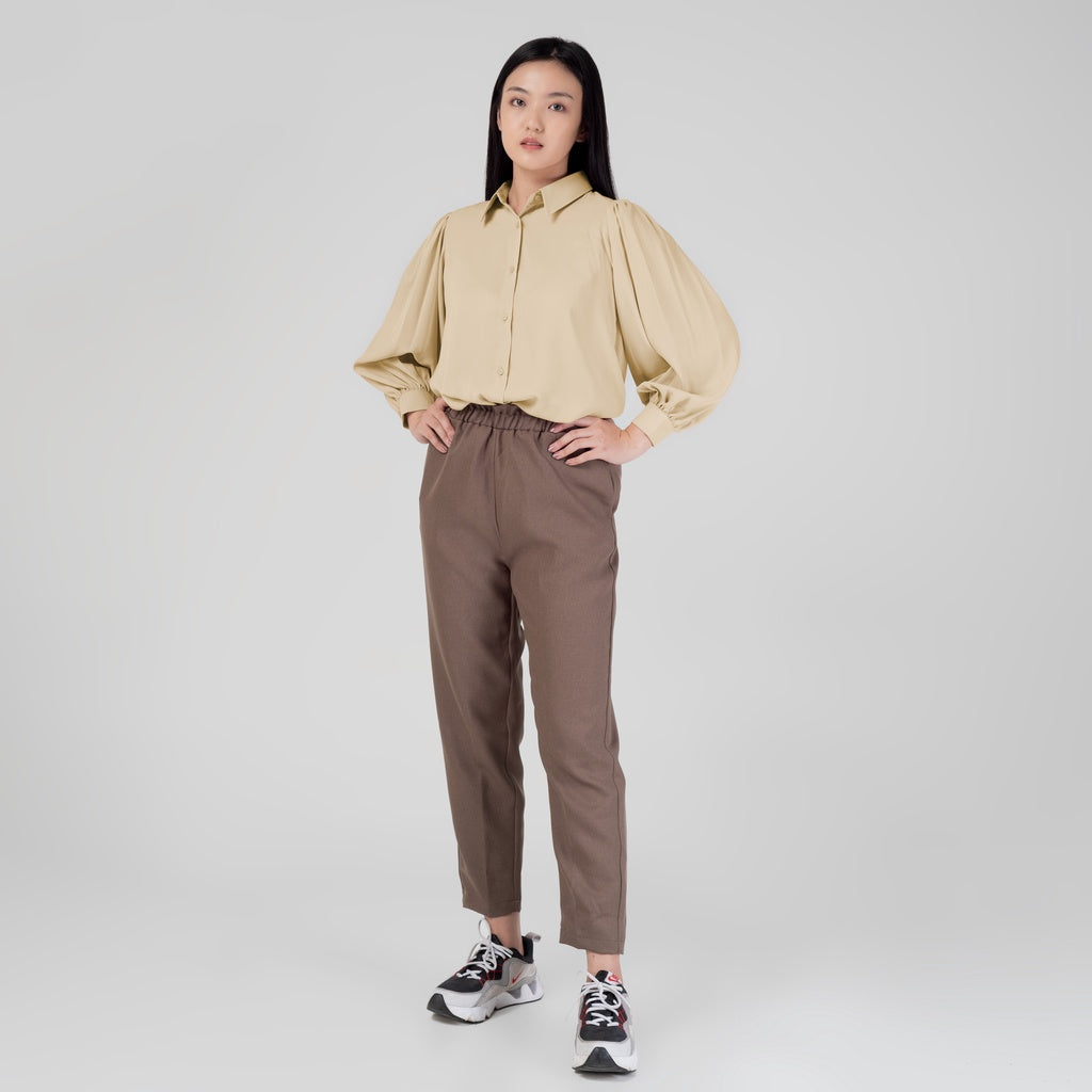 Benhill Kemeja Wanita " Seori" Tops Lengan Panjang Puff Cream A156-29979