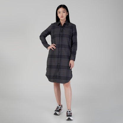 Benhill Kemeja Tunik Flannel Wanita Kotak Carcoal 1174-11P35