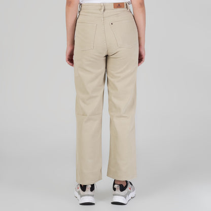 Celana Denim Wanita "Arin"  High Waist Loose Straight Pants Khaki A176-22E1D