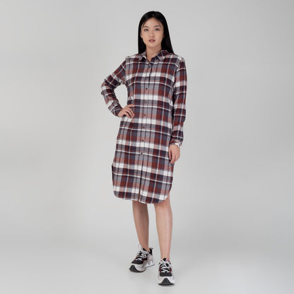 Benhill Kemeja Tunik Flannel Wanita Kotak Coklat 1191-11535