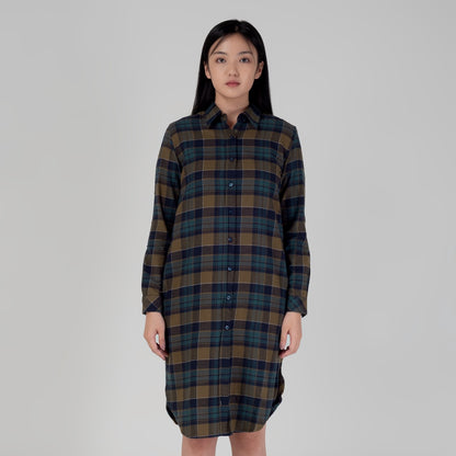 Benhill Kemeja Tunik Flannel Wanita Kotak Hijau 1175-11G35