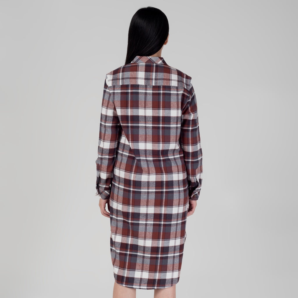 Benhill Kemeja Tunik Flannel Wanita Kotak Coklat 1191-11535