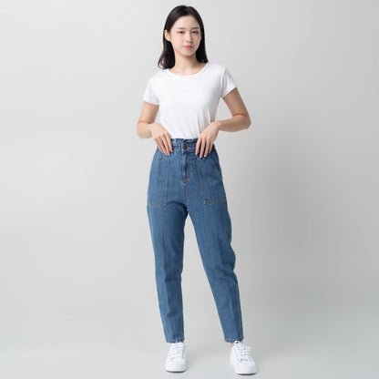 Benhill "Yeji" Celana Wanita High Waist Medium Blue A193-2930F