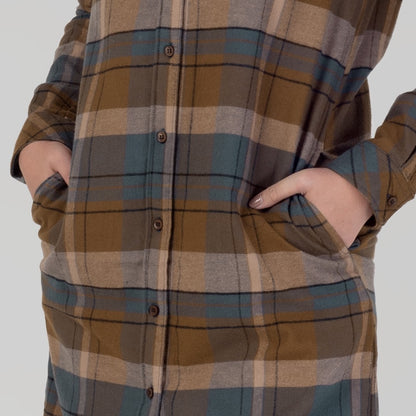 Benhill Kemeja Tunik Flannel Wanita Kotak Coklat 1188-11535