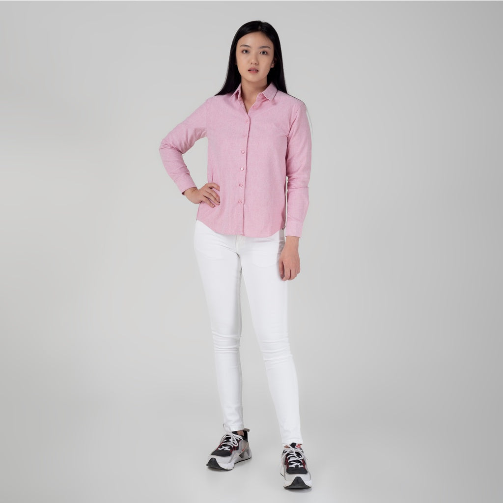 Benhill Kemeja Wanita " Mina" Tops Lengan Panjang Oxford Pink A149-13J0S