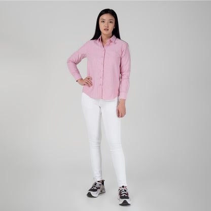 Benhill Kemeja Wanita " Mina" Tops Lengan Panjang Oxford Pink A149-13J0S
