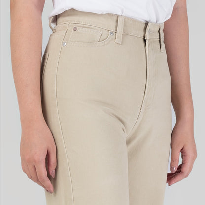 Celana Denim Wanita "Arin"  High Waist Loose Straight Pants Khaki A176-22E1D