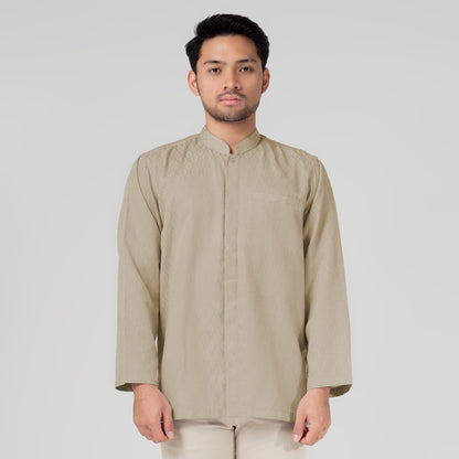Benhill Kemeja Koko Pria "Tenun Sultan" Cotton Dobby Lengan Panjang Taupe 29237-38-36509