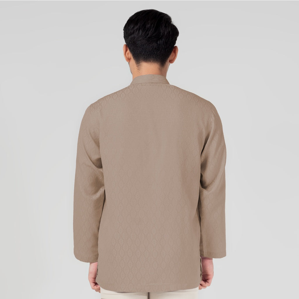 Benhill Kemeja Koko Pria "Tenun Sultan" Cotton Dobby Lengan Panjang Mocca 29239-40-36509