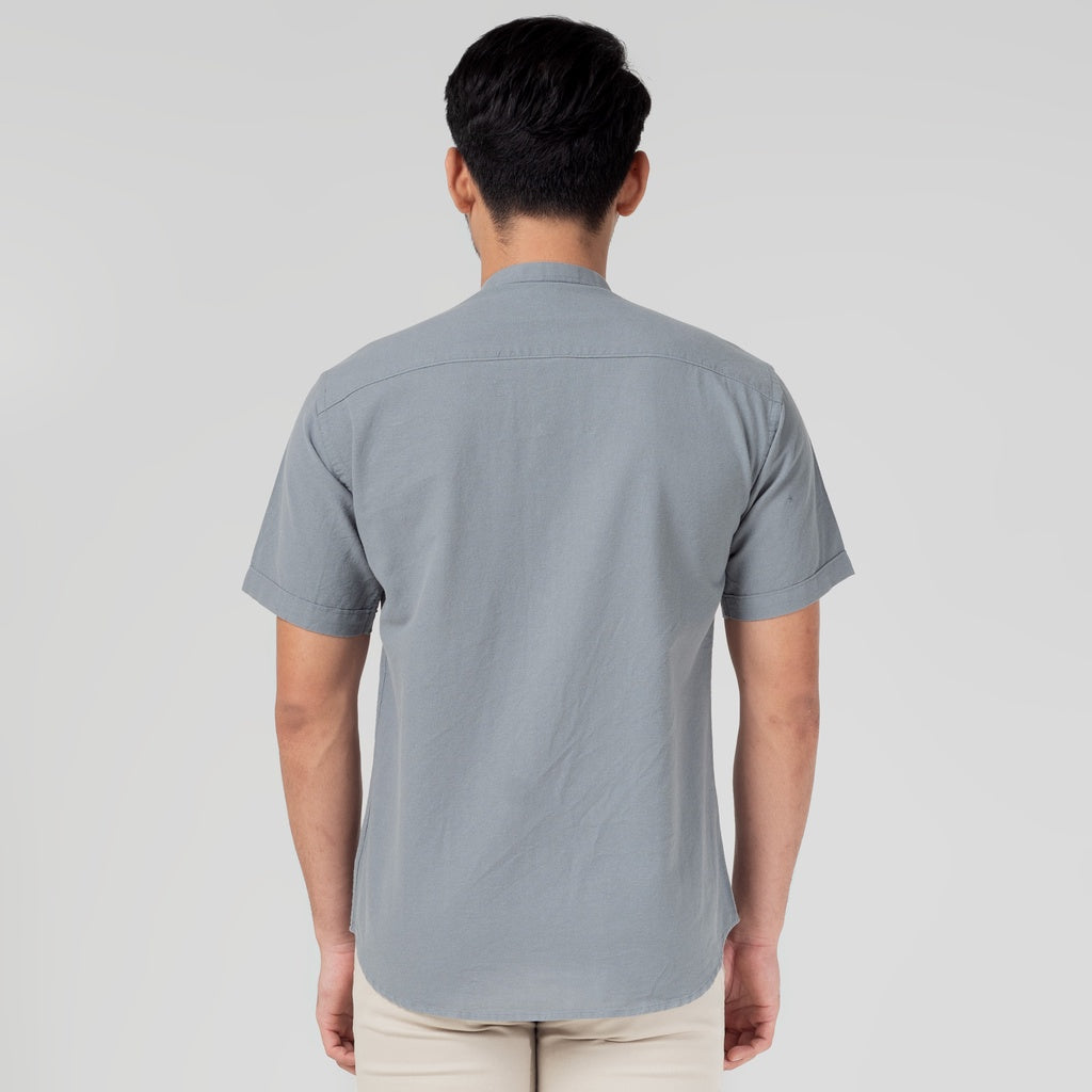 Benhill Kemeja Koko Pria Linen Polos Lengan Pendek Grey 50006-16610