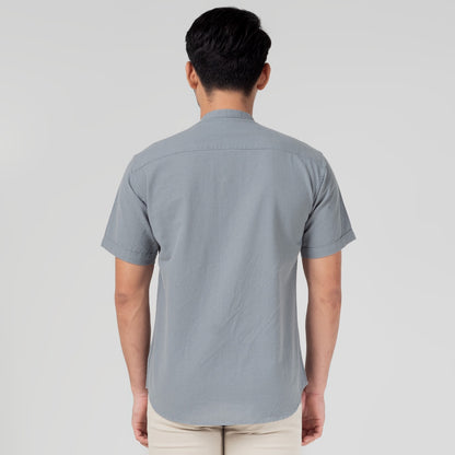 Benhill Kemeja Koko Pria Linen Polos Lengan Pendek Grey 50006-16610