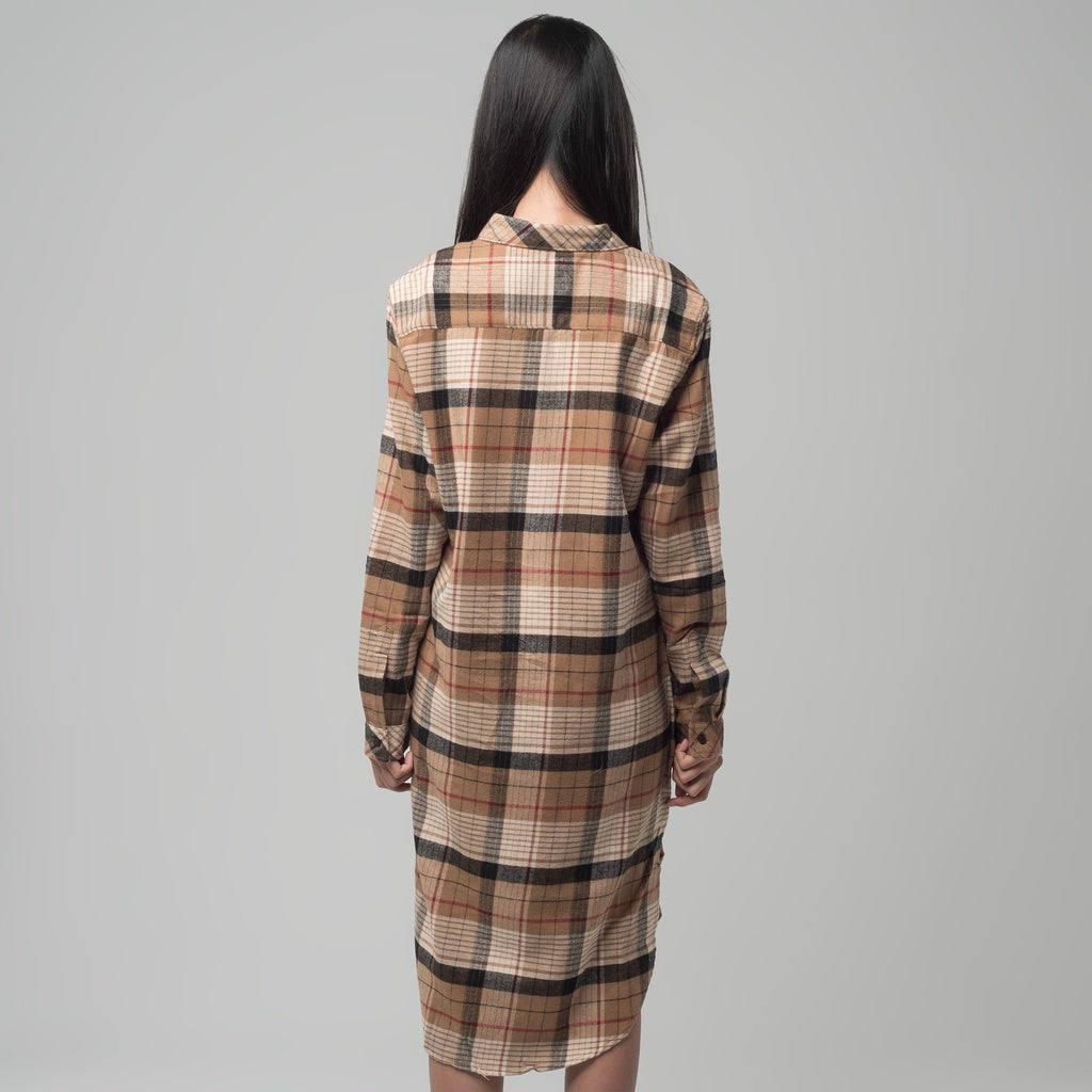 Benhill Kemeja Tunik Flannel Wanita Kotak Coklat 1177-11535