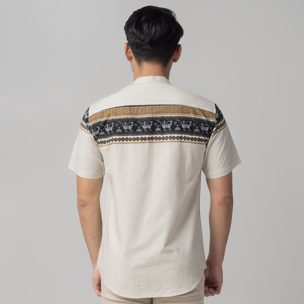 Benhill Kemeja Koko Pria Cotton Printing Lengan Pendek Cream 29811-46910
