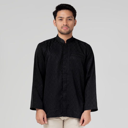 Benhill Kemeja Koko Pria "Tenun Sultan" Cotton Dobby Lengan Panjang Black 29231-32-36209