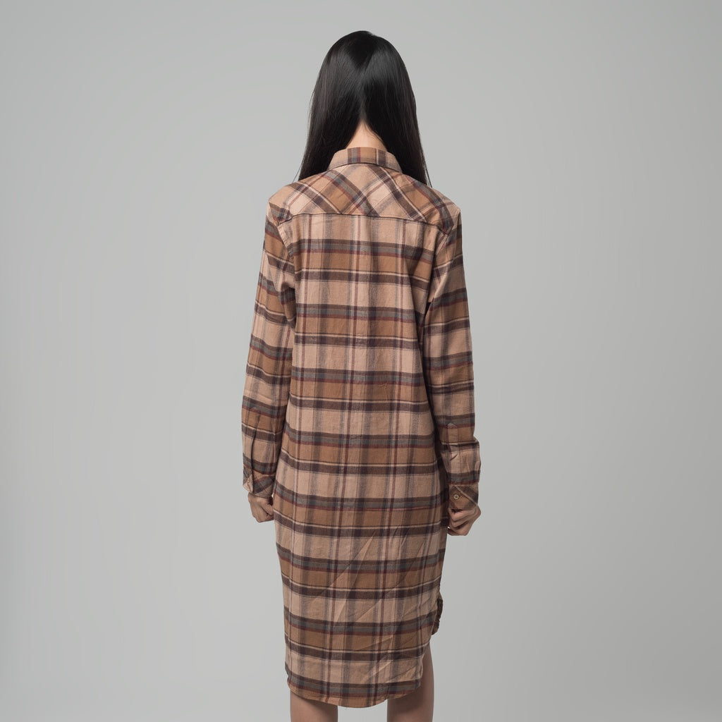 Benhill Kemeja Tunik Flannel Wanita Kotak Coklat 1180-11535