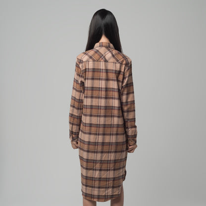 Benhill Kemeja Tunik Flannel Wanita Kotak Coklat 1180-11535