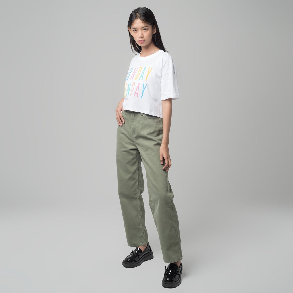 Benhill T-shirt Crop Top Oversized White 607-29186