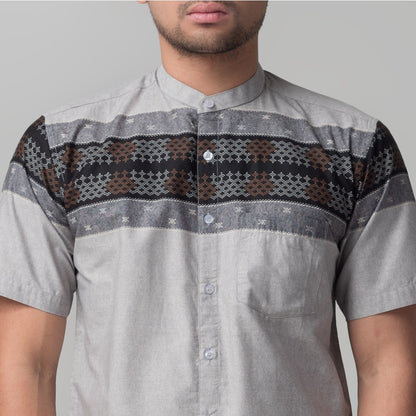 Benhill Kemeja Koko Pria Cotton Printing Lengan Pendek Abu 29819-20-21-46610