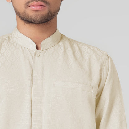 Benhill Kemeja Koko Pria "Tenun Sultan" Cotton Dobby Lengan Panjang Beige 29235-36-36909
