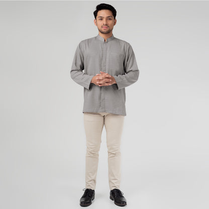 Benhill Kemeja Koko Pria "Tenun Sultan" Cotton Dobby Lengan Panjang Grey 29940-41-36609