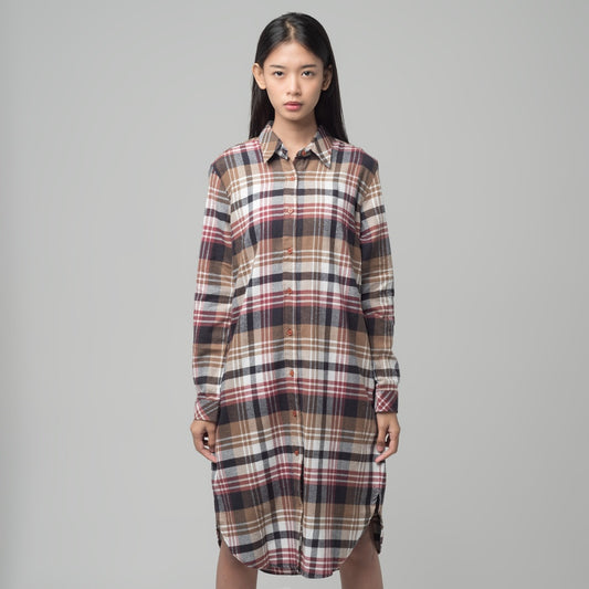 Benhill Kemeja Tunik Flannel Wanita Kotak Maroon 1181-11435