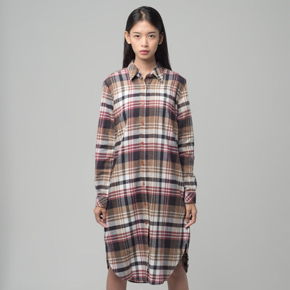 Benhill Kemeja Tunik Flannel Wanita Kotak Maroon 1181-11435