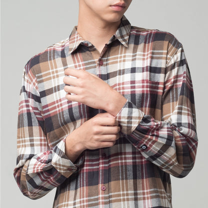 Benhill Kemeja Pria Flannel Lengan Panjang Kotak Maroon 29494-11433