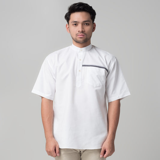 Benhill Kemeja Pria Koko Qurta Lengan Pendek Putih 29952-3211H