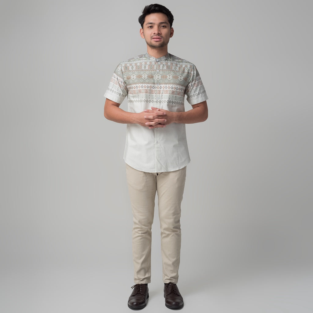 Benhill Kemeja Koko Pria Cotton Printing Lengan Pendek Dusty Green 29814-46710