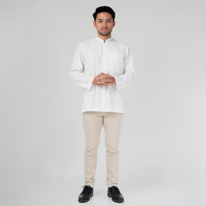 Benhill Kemeja Koko Pria "Tenun Sultan" Cotton Dobby Lengan Panjang White 29233-34-36109