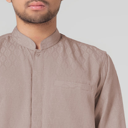 Benhill Kemeja Koko Pria "Tenun Sultan" Cotton Dobby Lengan Panjang Latte 29243-44-36509