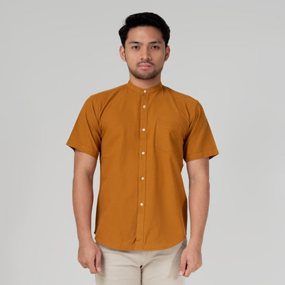 Benhill Kemeja Koko Pria Linen Polos Lengan Pendek Mustard 28150-16D10