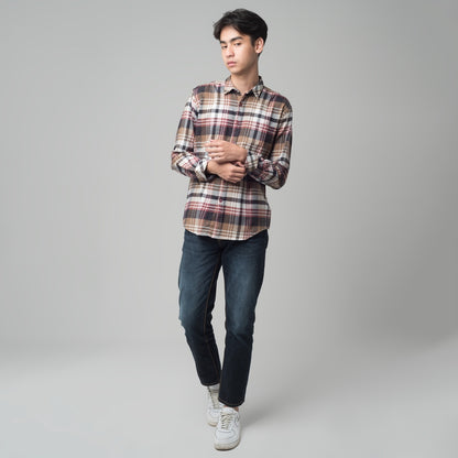 Benhill Kemeja Pria Flannel Lengan Panjang Kotak Maroon 29494-11433