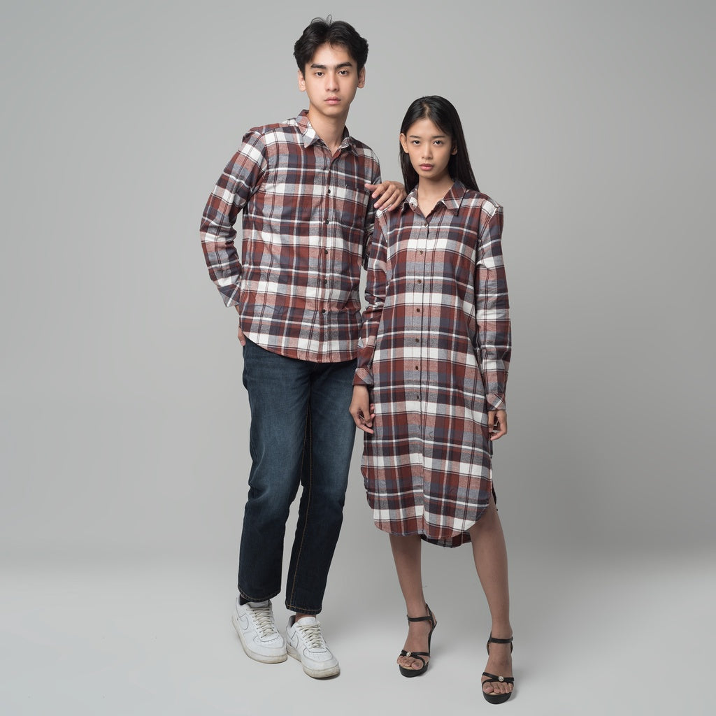 Benhill Kemeja Pria Flannel Lengan Panjang Kotak Maroon 25291-11533