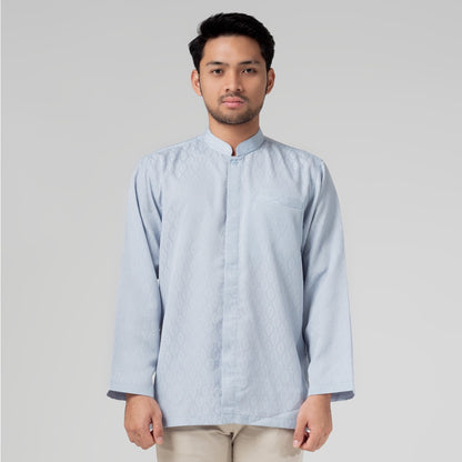 Benhill Kemeja Koko Pria "Tenun Sultan" Cotton Dobby Lengan Panjang Dusty Blue 29247-48-36309
