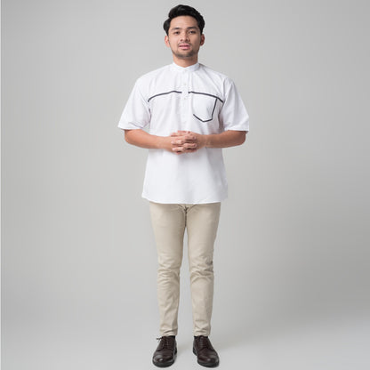 Benhill Kemeja Pria Koko Qurta Lengan Pendek Putih 29955-3211H