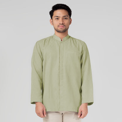 Benhill Kemeja Koko Pria "Tenun Sultan" Cotton Dobby Lengan Panjang Sage Green 29251-52-36709