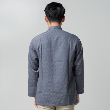 Benhill Kemeja Koko Pria "Tenun Sultan" Cotton Dobby Lengan Panjang Charcoal 29249-50-36609