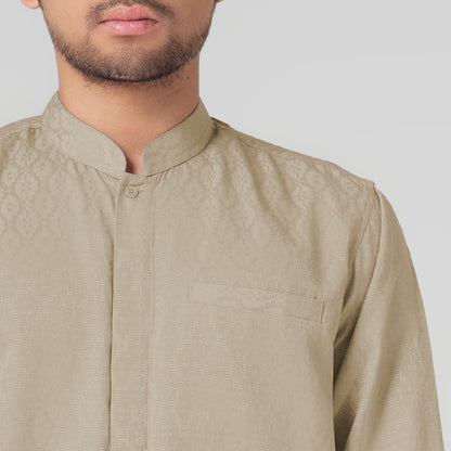 Benhill Kemeja Koko Pria "Tenun Sultan" Cotton Dobby Lengan Panjang Taupe 29237-38-36509