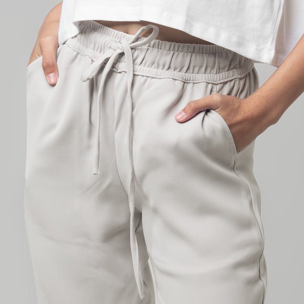 Benhill "Haru" Celana Wanita Tapered Pinggang Karet Grey A144-A145-1960V