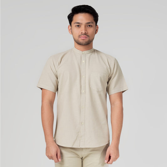 Benhill Kemeja Koko Pria Linen Polos Lengan Pendek Cream 28151-16910